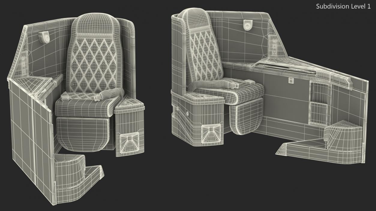 Airplane Business Class Seats Side 3D model