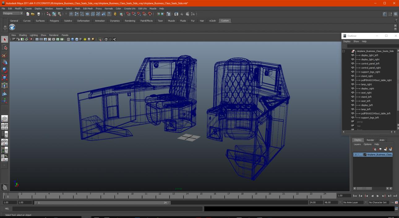 Airplane Business Class Seats Side 3D model