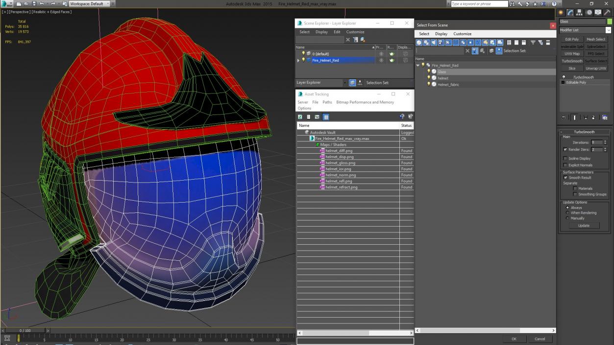 3D model Fire Helmet Red