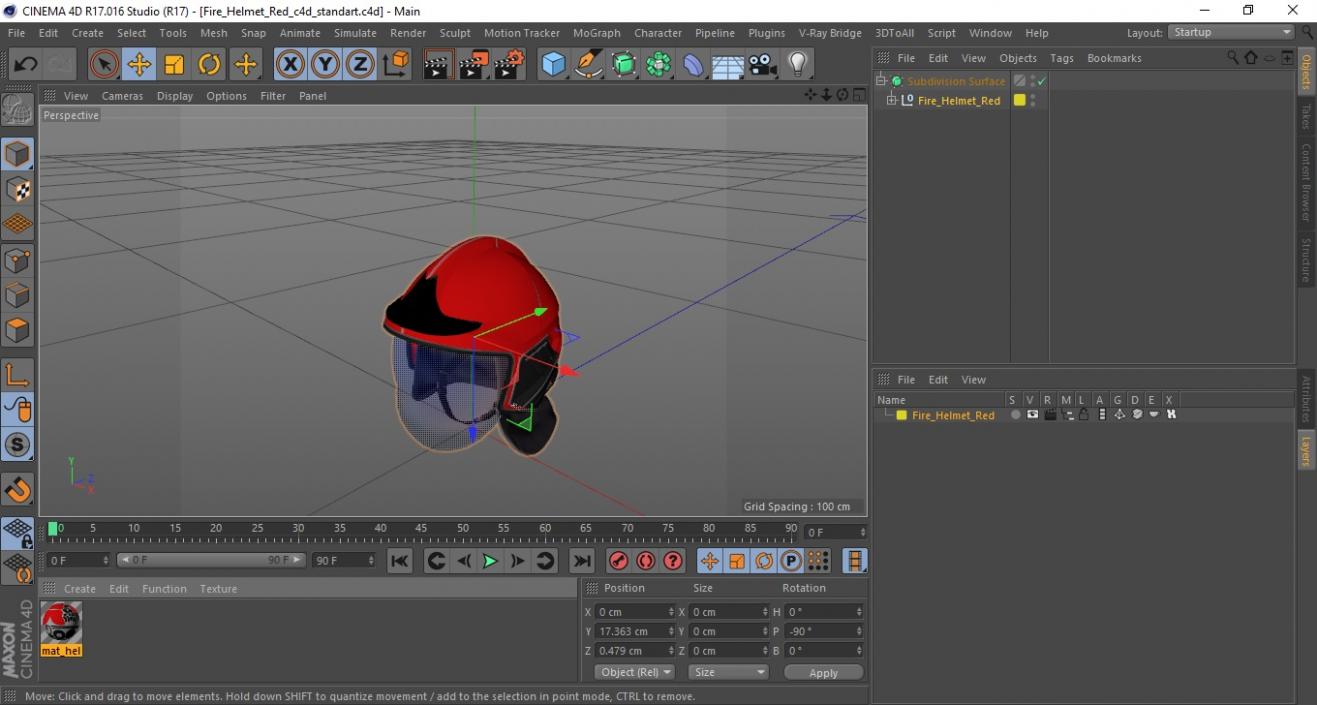 3D model Fire Helmet Red