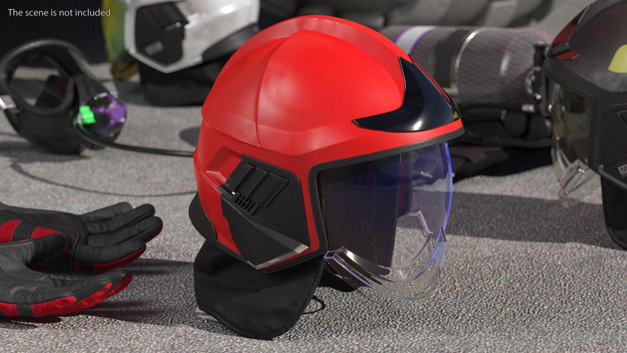 3D model Fire Helmet Red