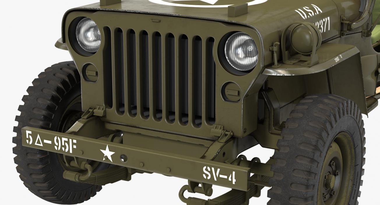 Willys Jeep MB 44 with Trailer Rigged 3D