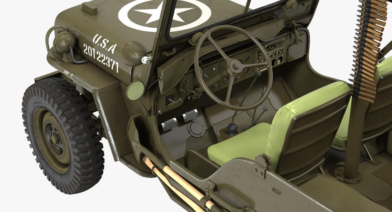 Willys Jeep MB 44 with Trailer Rigged 3D