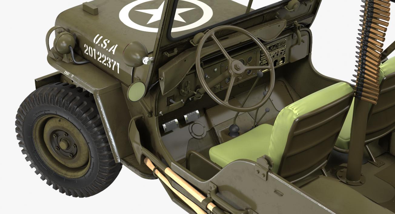 Willys Jeep MB 44 with Trailer Rigged 3D