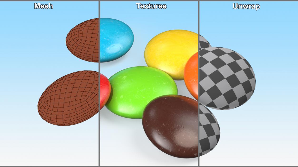 3D model Multicolored Chocolate Candies