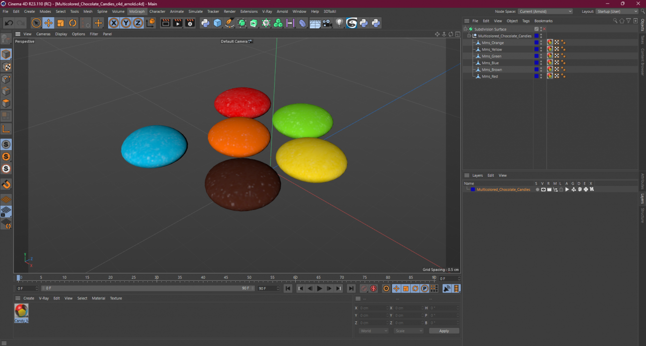 3D model Multicolored Chocolate Candies