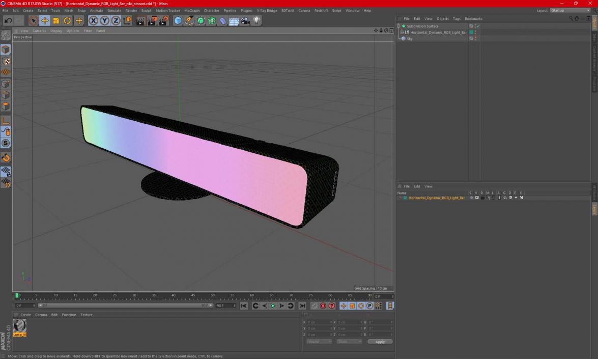 Horizontal Dynamic RGB Light Bar 3D