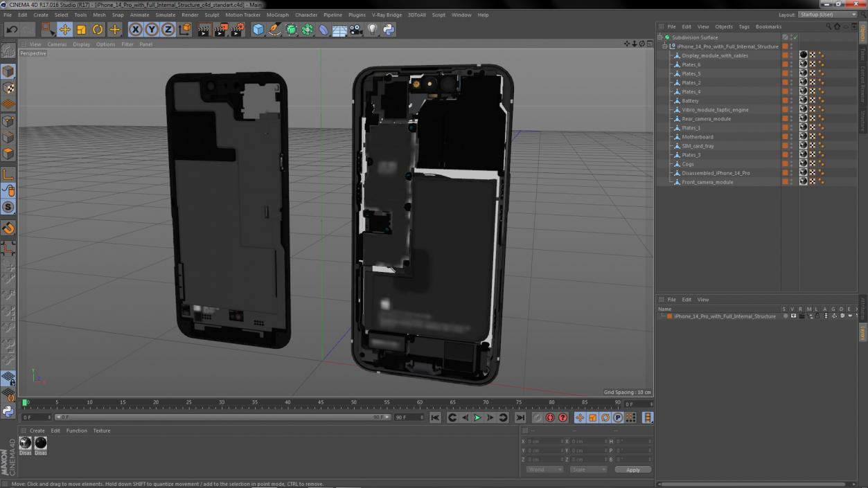 iPhone 14 Pro with Full Internal Structure 3D