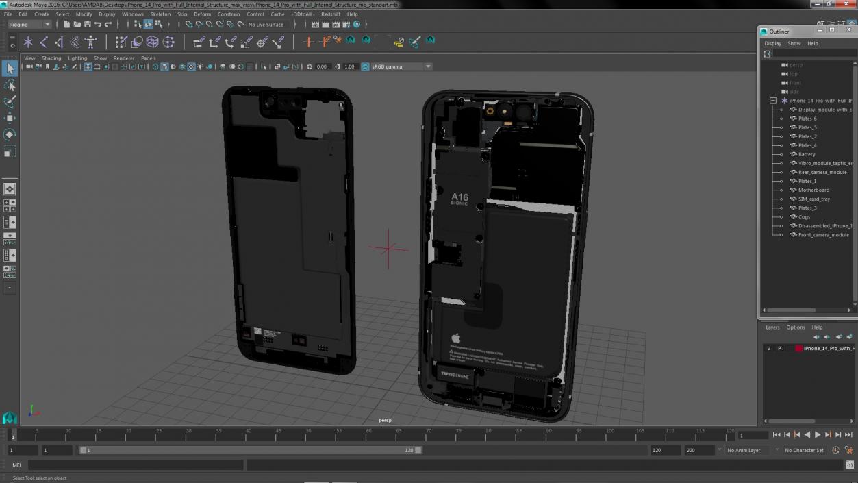 iPhone 14 Pro with Full Internal Structure 3D