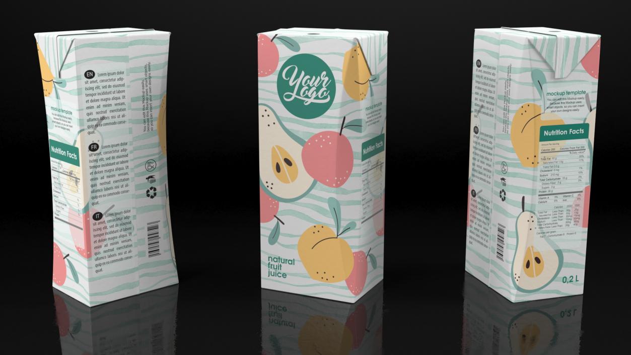 3D model Small Aseptic Carton Mockup Striped