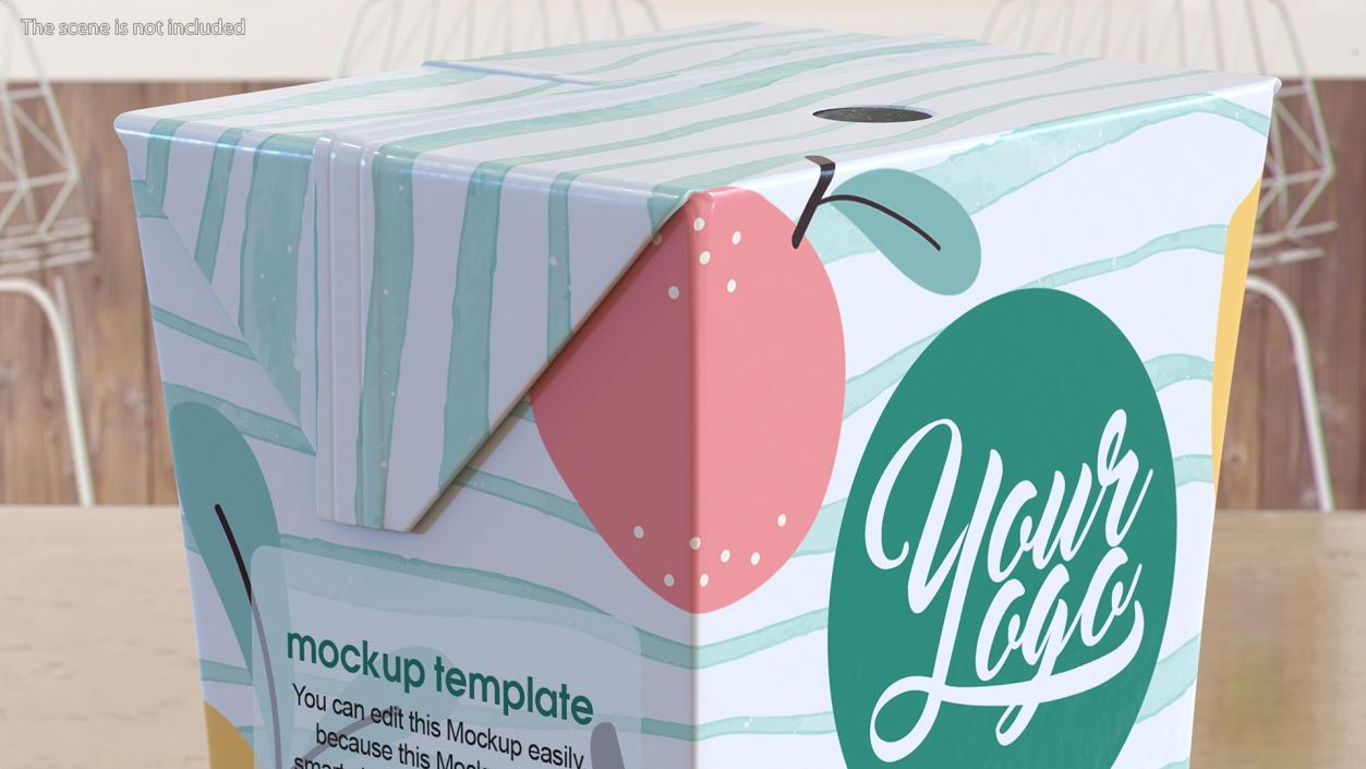 3D model Small Aseptic Carton Mockup Striped