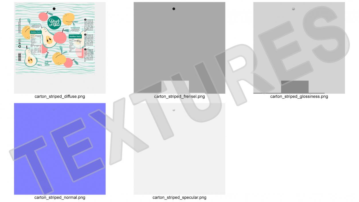 3D model Small Aseptic Carton Mockup Striped