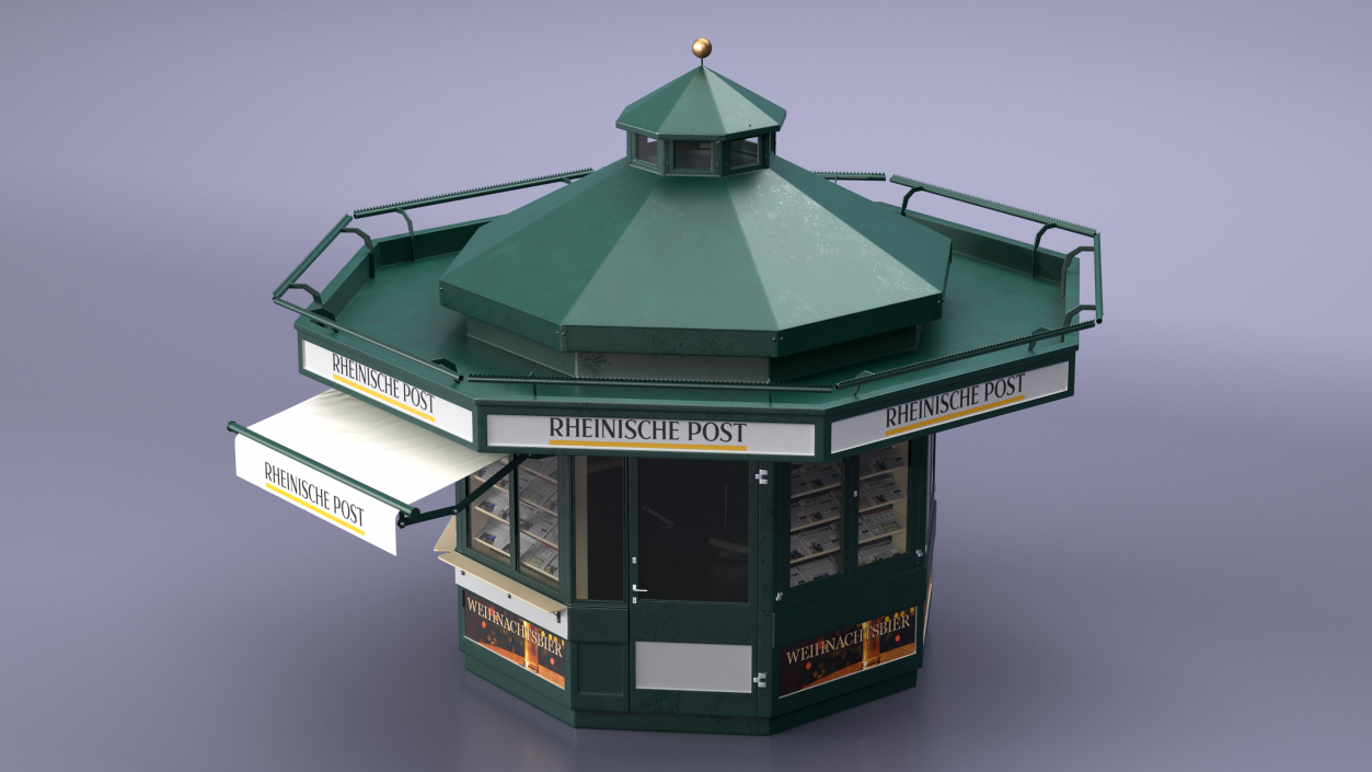 Rheinische Post Newspaper Kiosk Green 3D