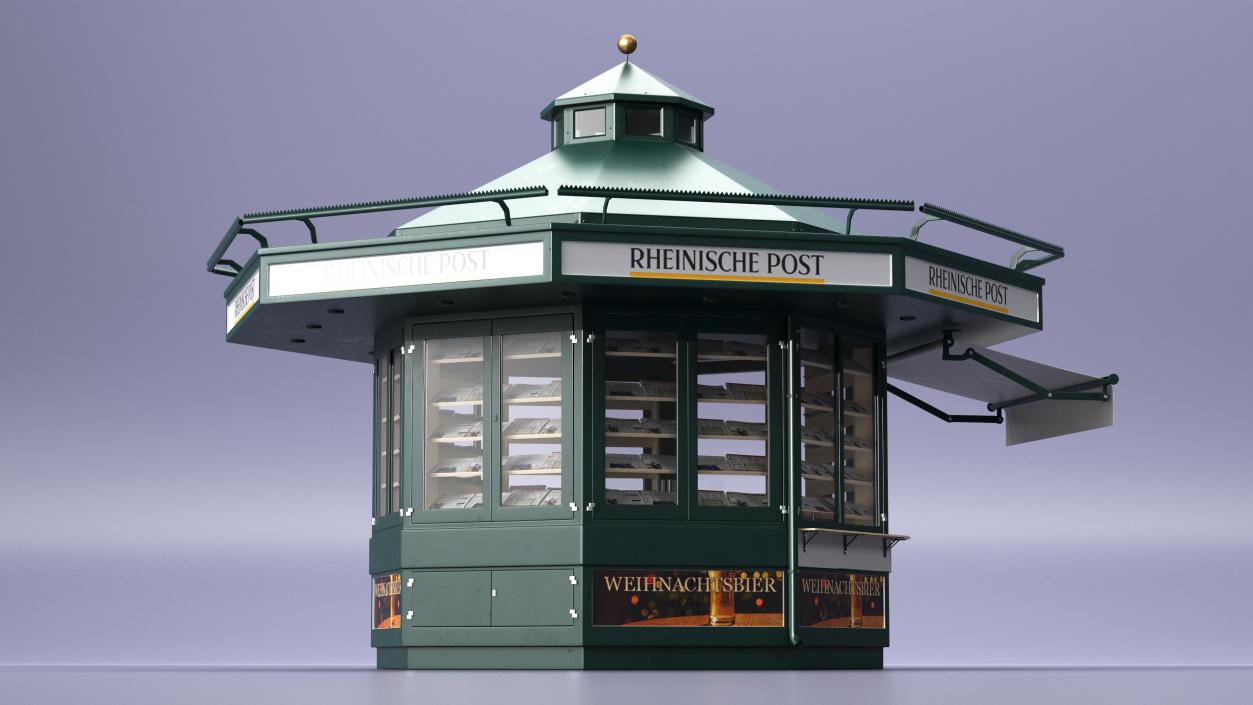 Rheinische Post Newspaper Kiosk Green 3D