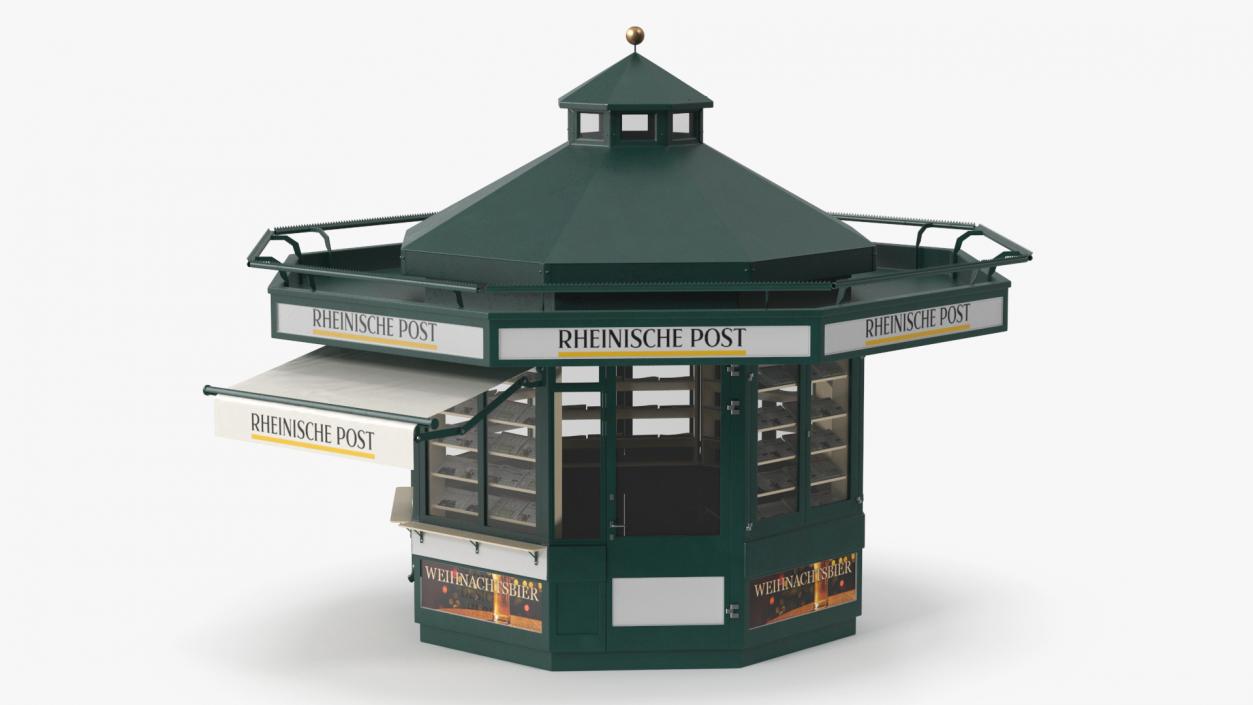 Rheinische Post Newspaper Kiosk Green 3D