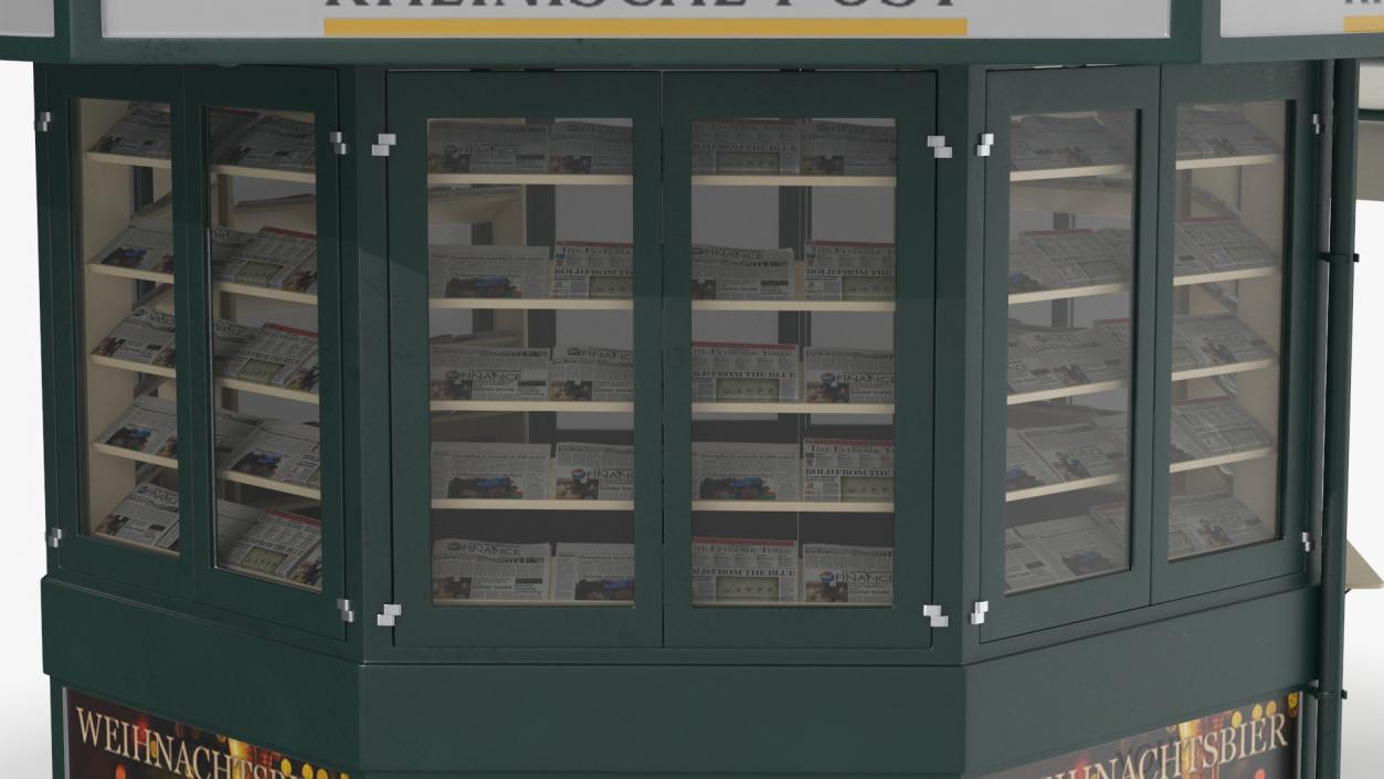 Rheinische Post Newspaper Kiosk Green 3D