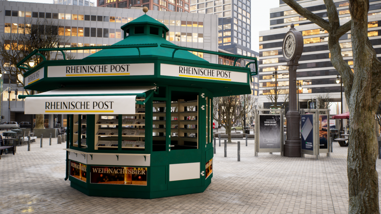 Rheinische Post Newspaper Kiosk Green 3D