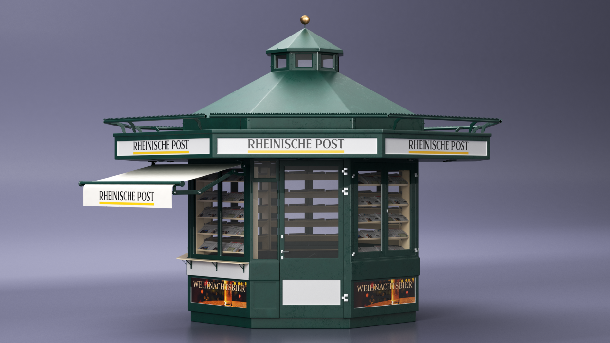 Rheinische Post Newspaper Kiosk Green 3D