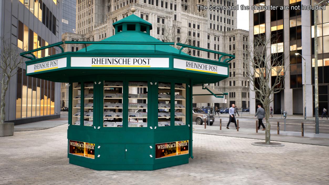 Rheinische Post Newspaper Kiosk Green 3D