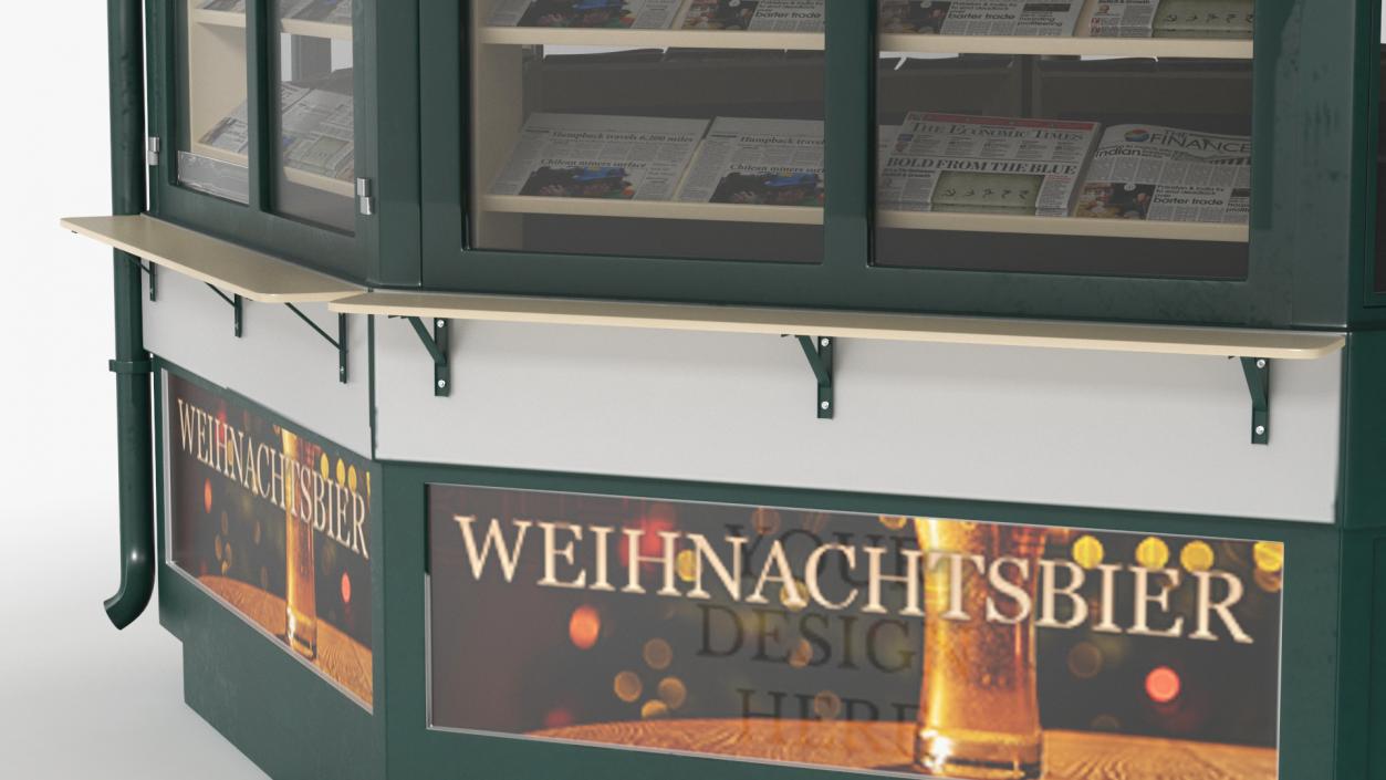 Rheinische Post Newspaper Kiosk Green 3D