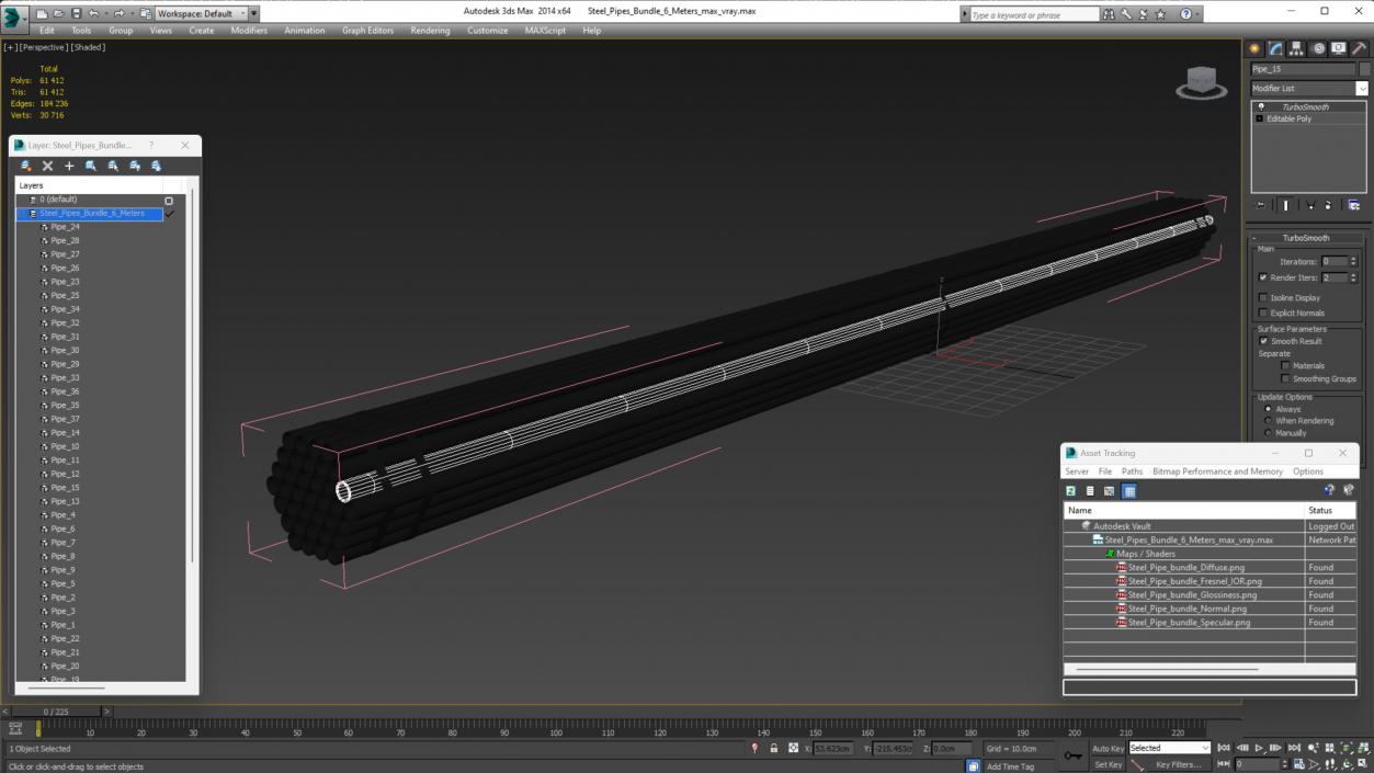 Steel Pipes Bundle 6 Meters 2 3D model