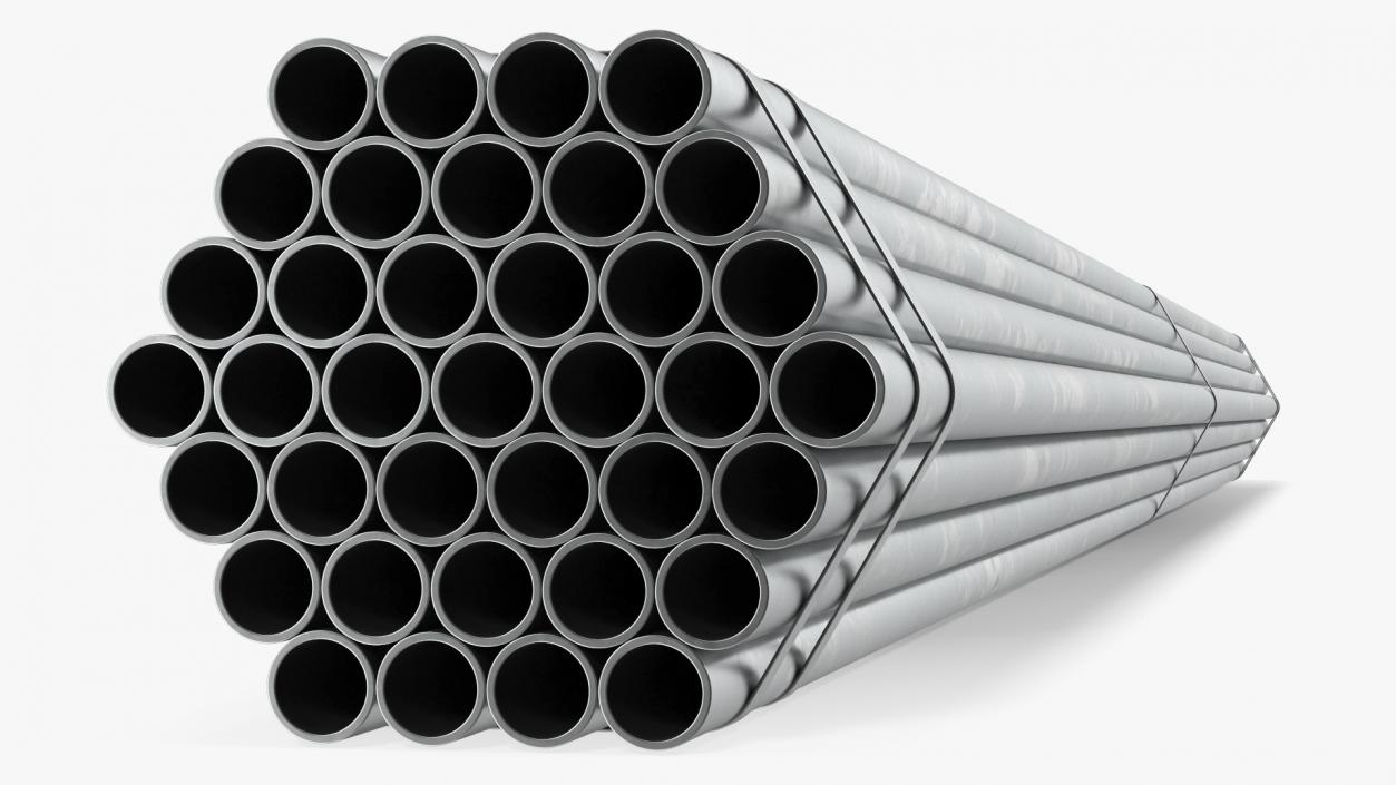 Steel Pipes Bundle 6 Meters 2 3D model