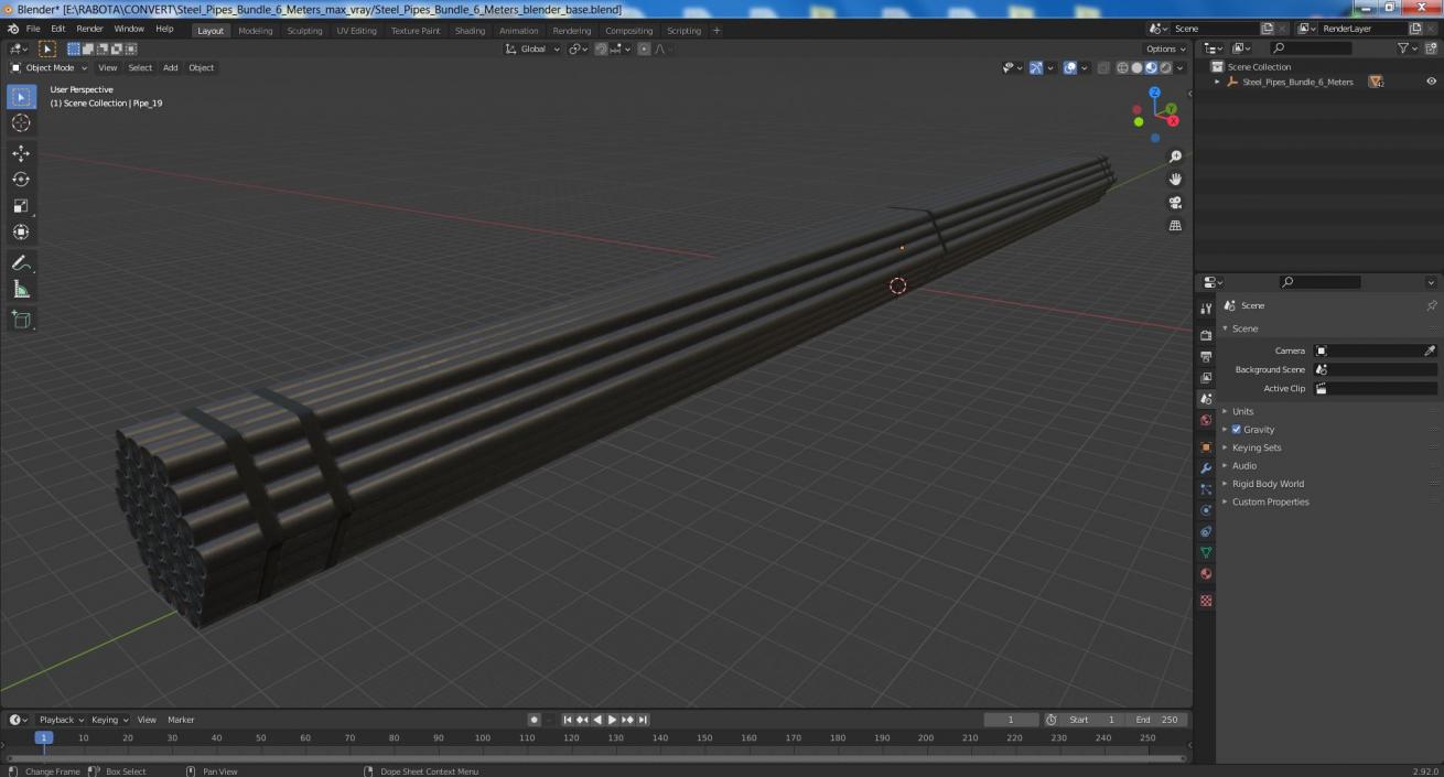 Steel Pipes Bundle 6 Meters 2 3D model