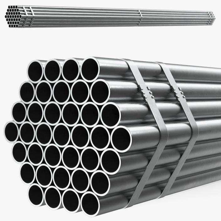 Steel Pipes Bundle 6 Meters 2 3D model