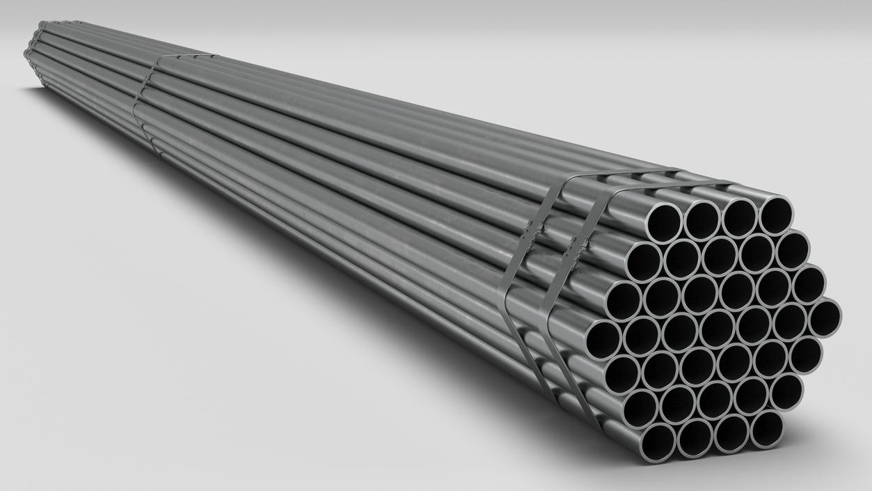 Steel Pipes Bundle 6 Meters 2 3D model