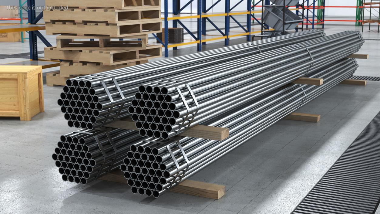 Steel Pipes Bundle 6 Meters 2 3D model