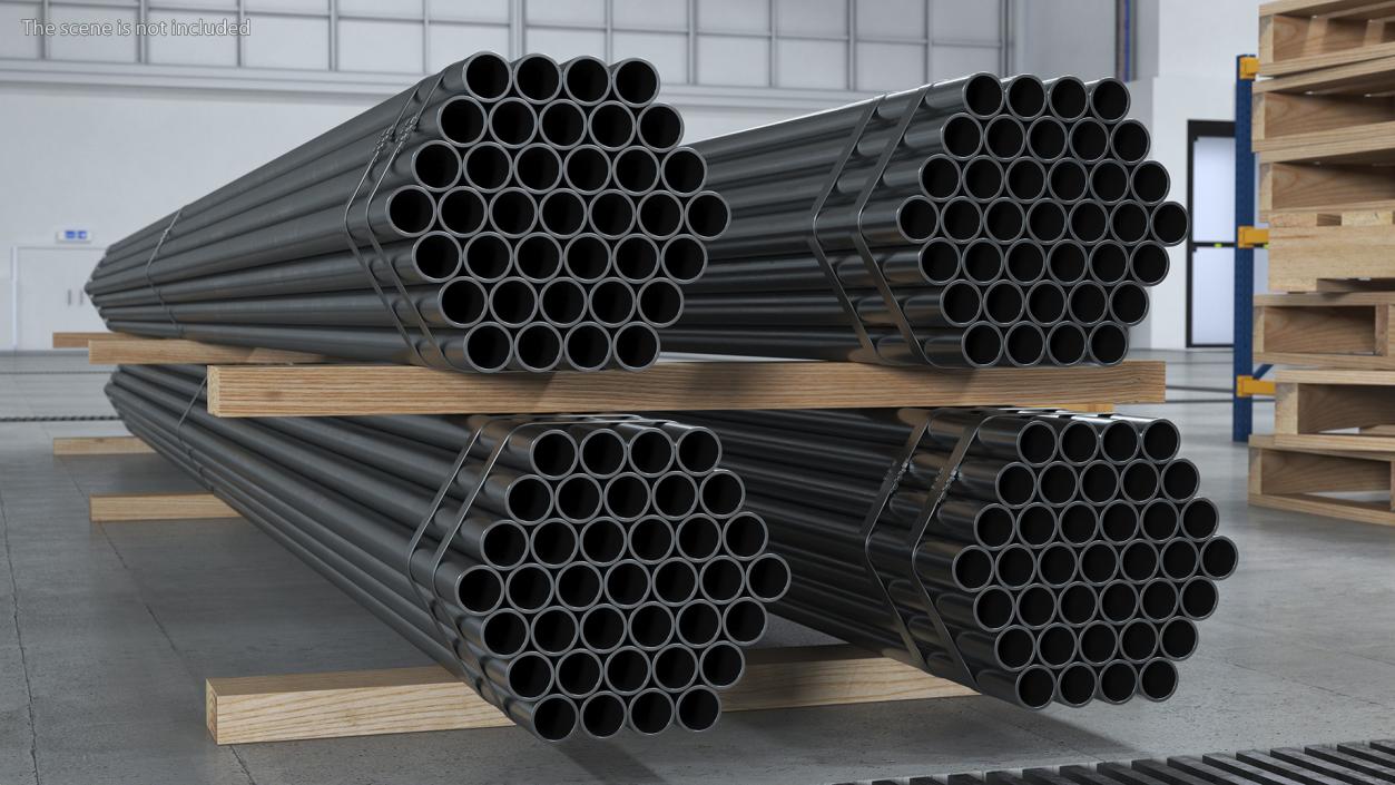 Steel Pipes Bundle 6 Meters 2 3D model