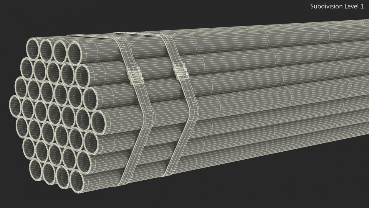 Steel Pipes Bundle 6 Meters 2 3D model