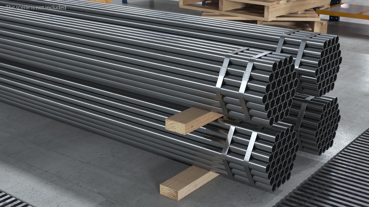 Steel Pipes Bundle 6 Meters 2 3D model