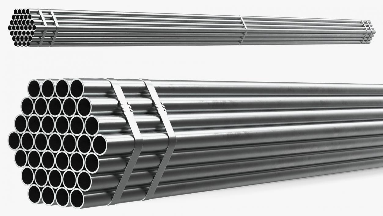 Steel Pipes Bundle 6 Meters 2 3D model