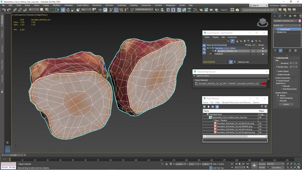 Topinambur Cut in Halves 3D model