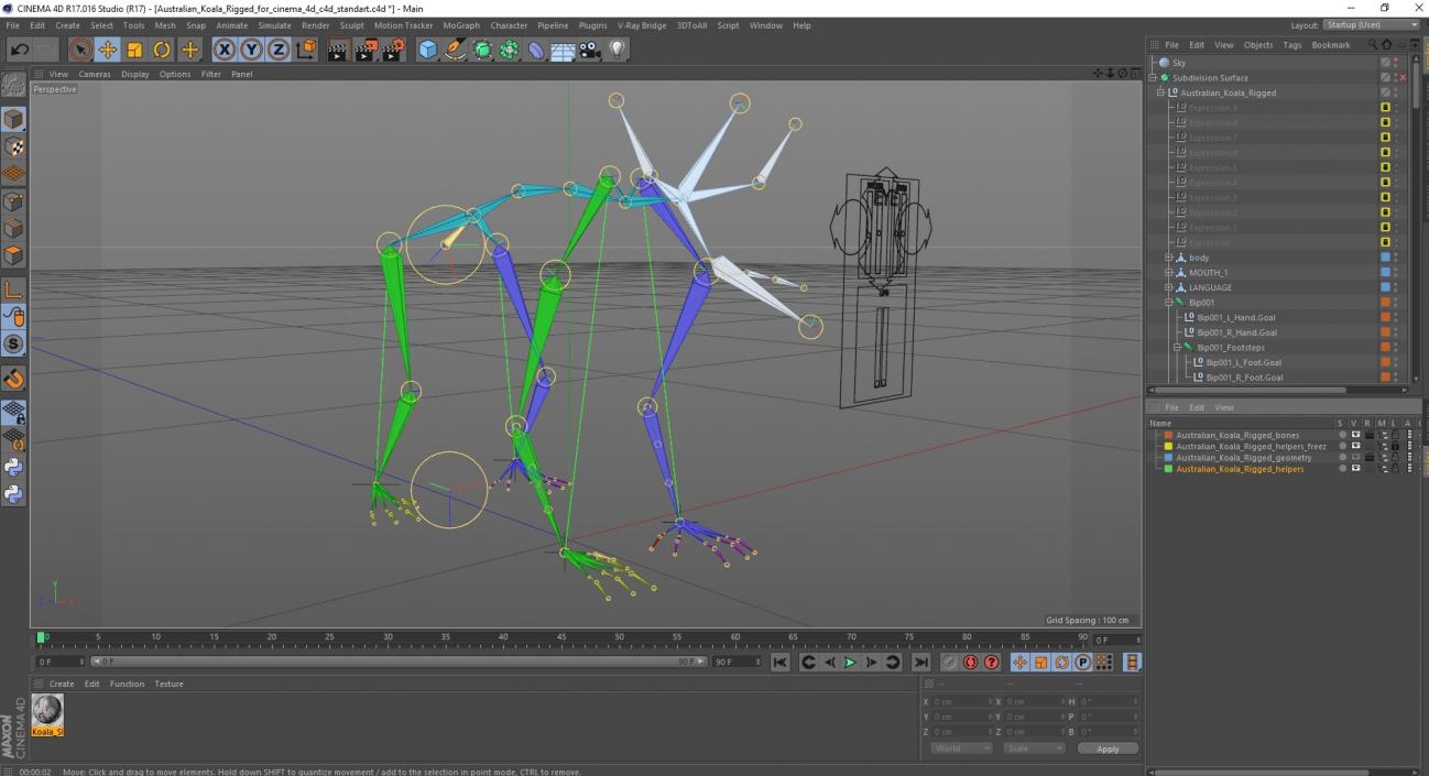 Australian Koala Rigged for Cinema 4D 3D