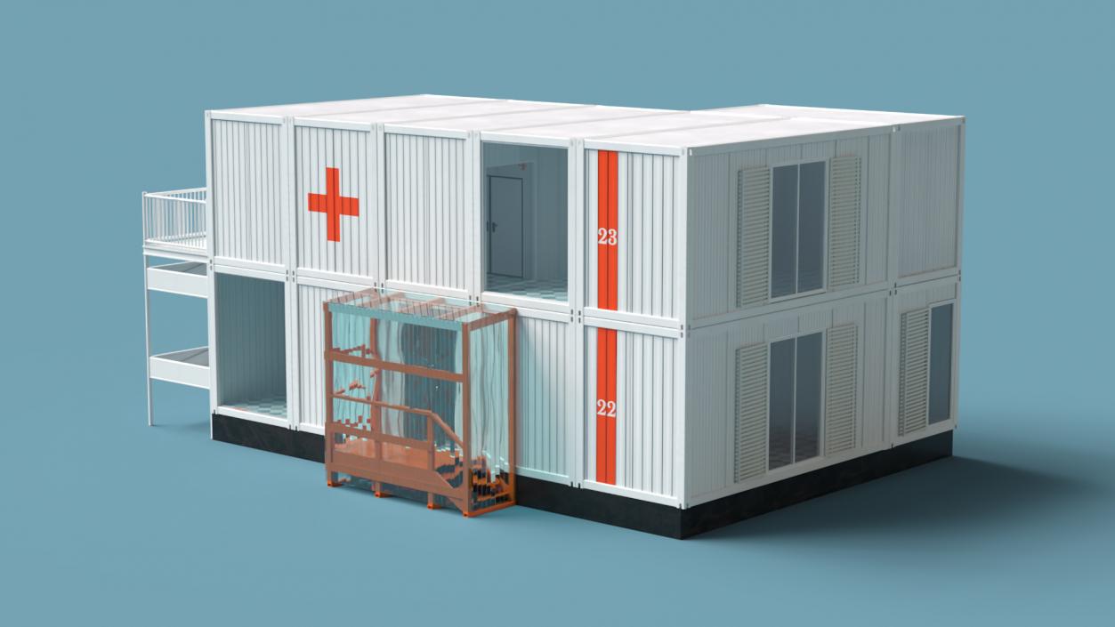 3D model Double Story Portable Clinic 2