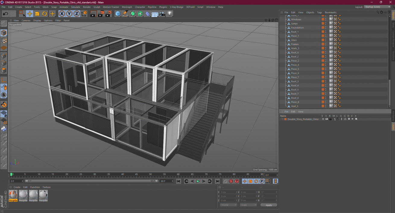 3D model Double Story Portable Clinic 2