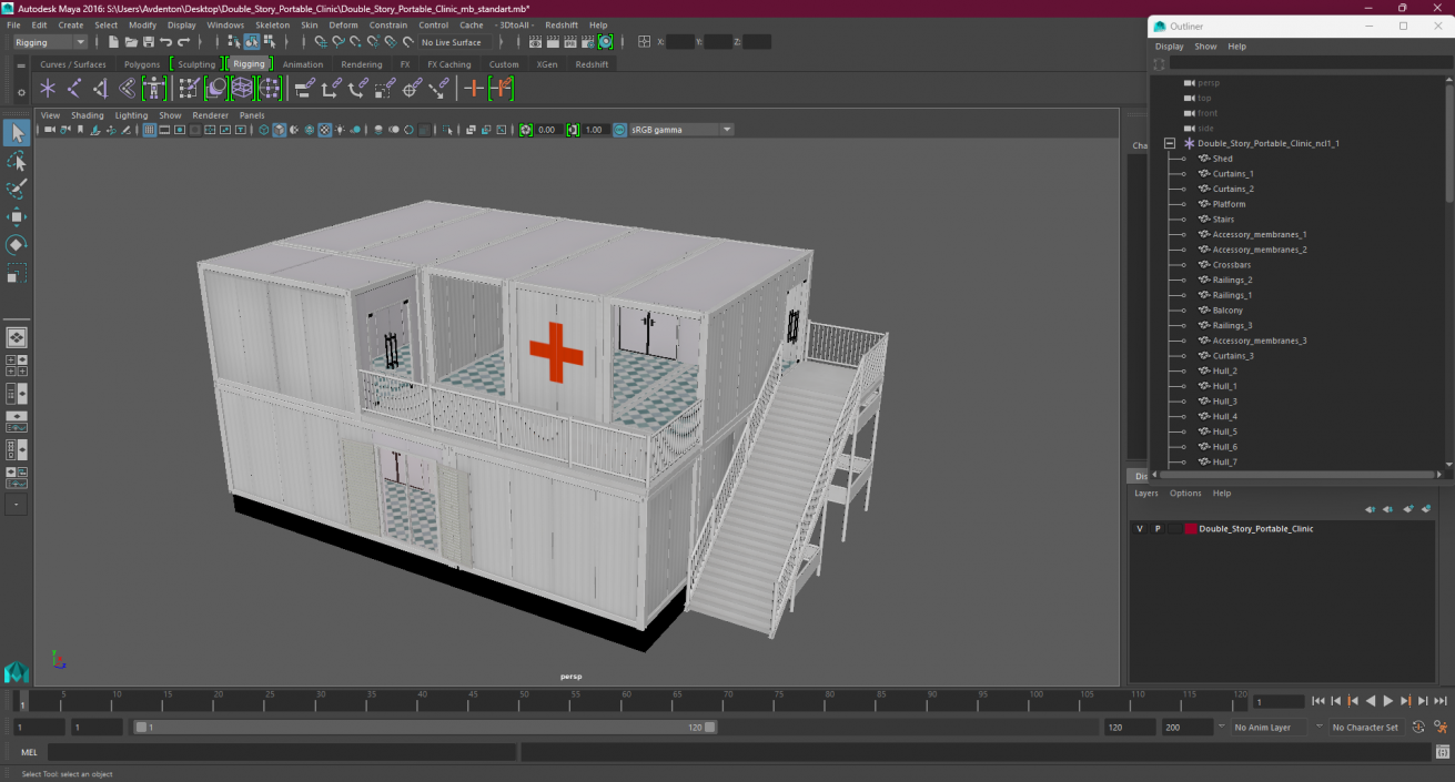 3D model Double Story Portable Clinic 2