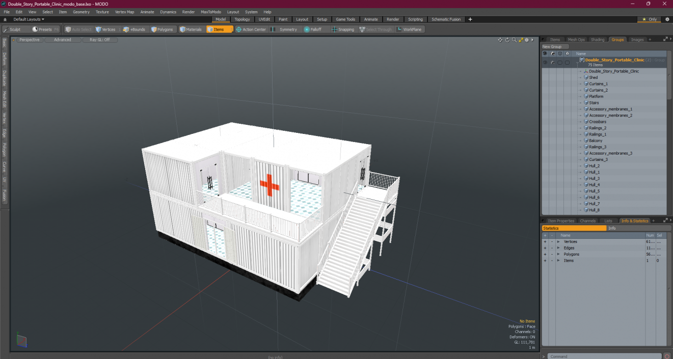 3D model Double Story Portable Clinic 2