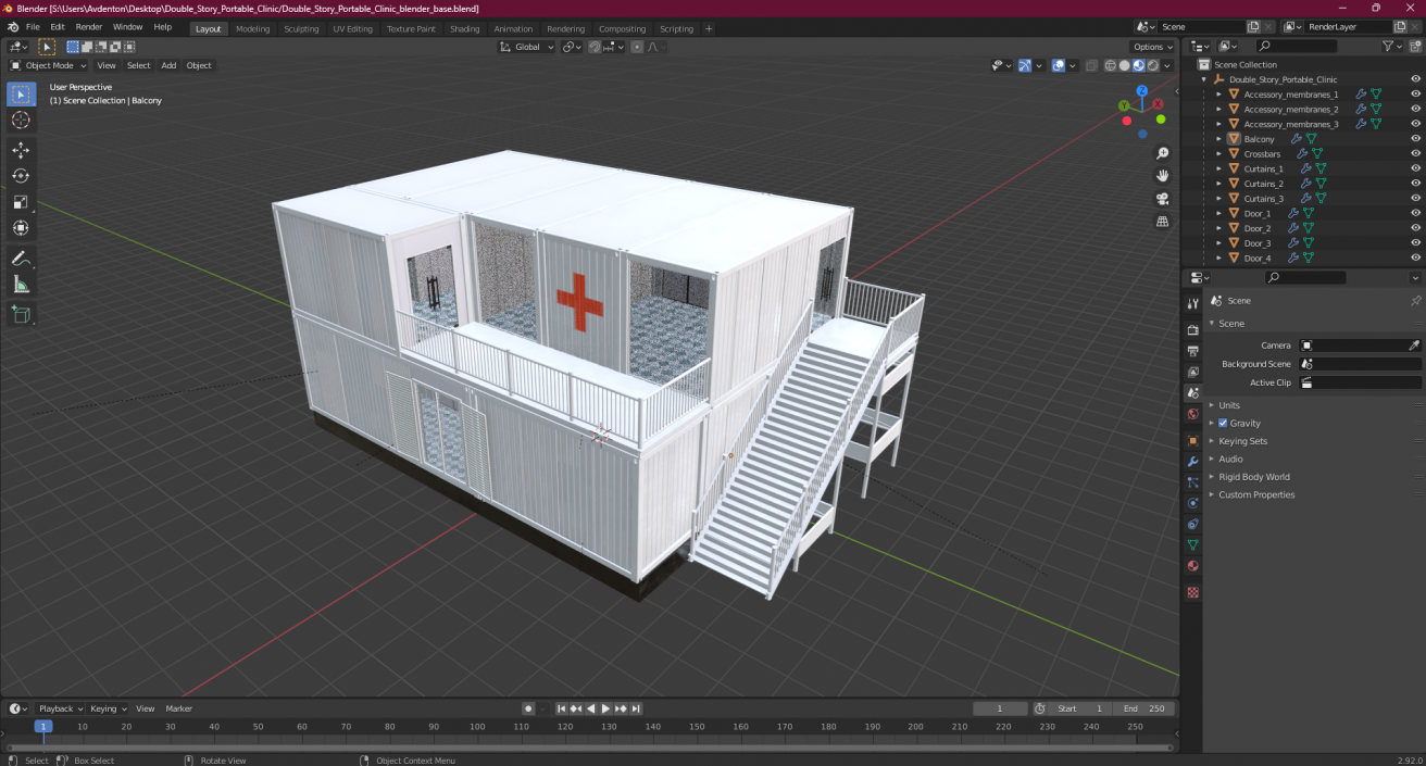 3D model Double Story Portable Clinic 2