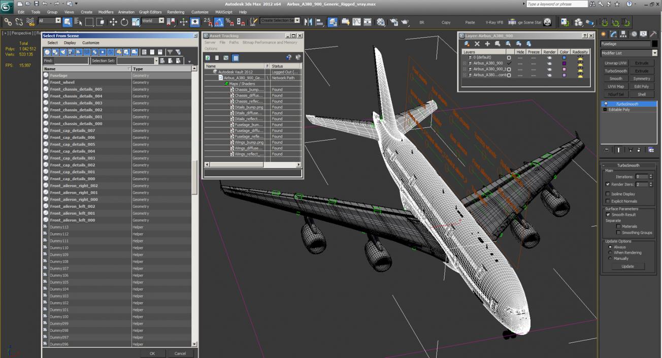 3D model Airbus A380-900 Generic Rigged