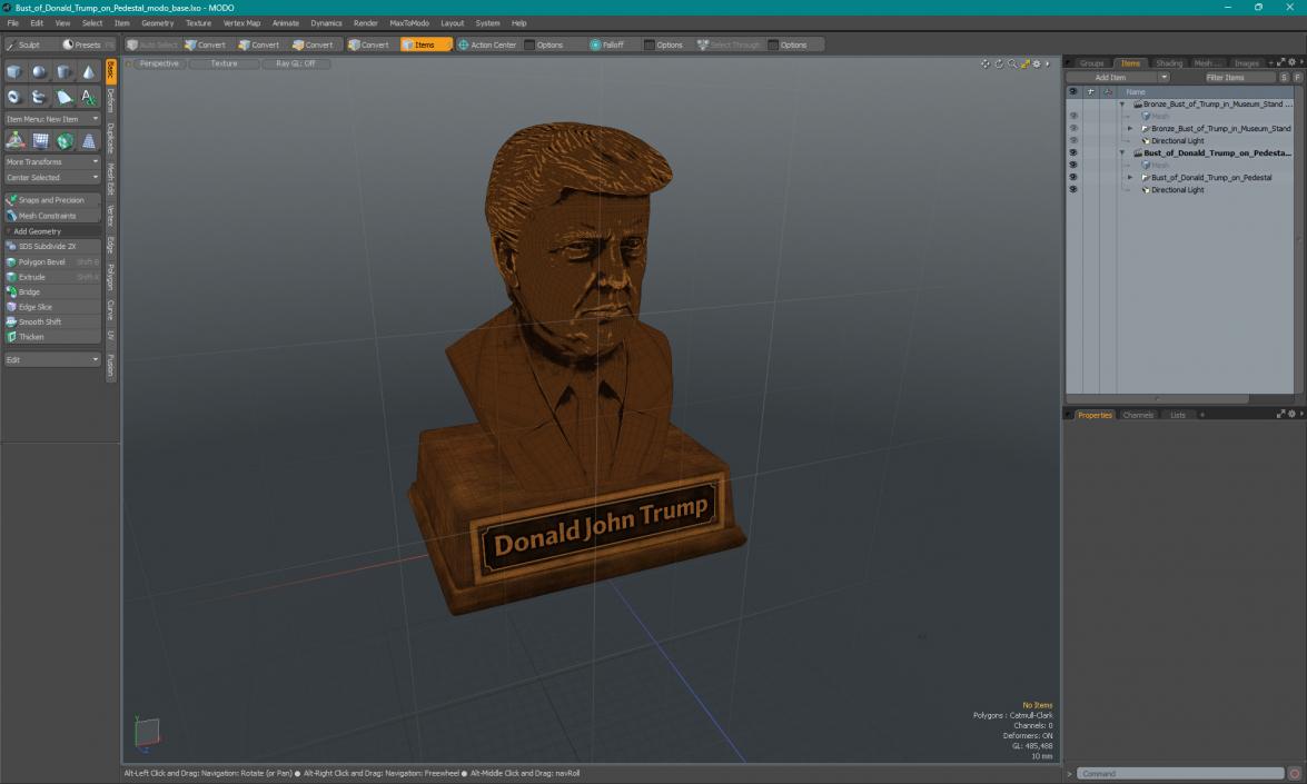 Bust of Donald Trump on Pedestal 3D