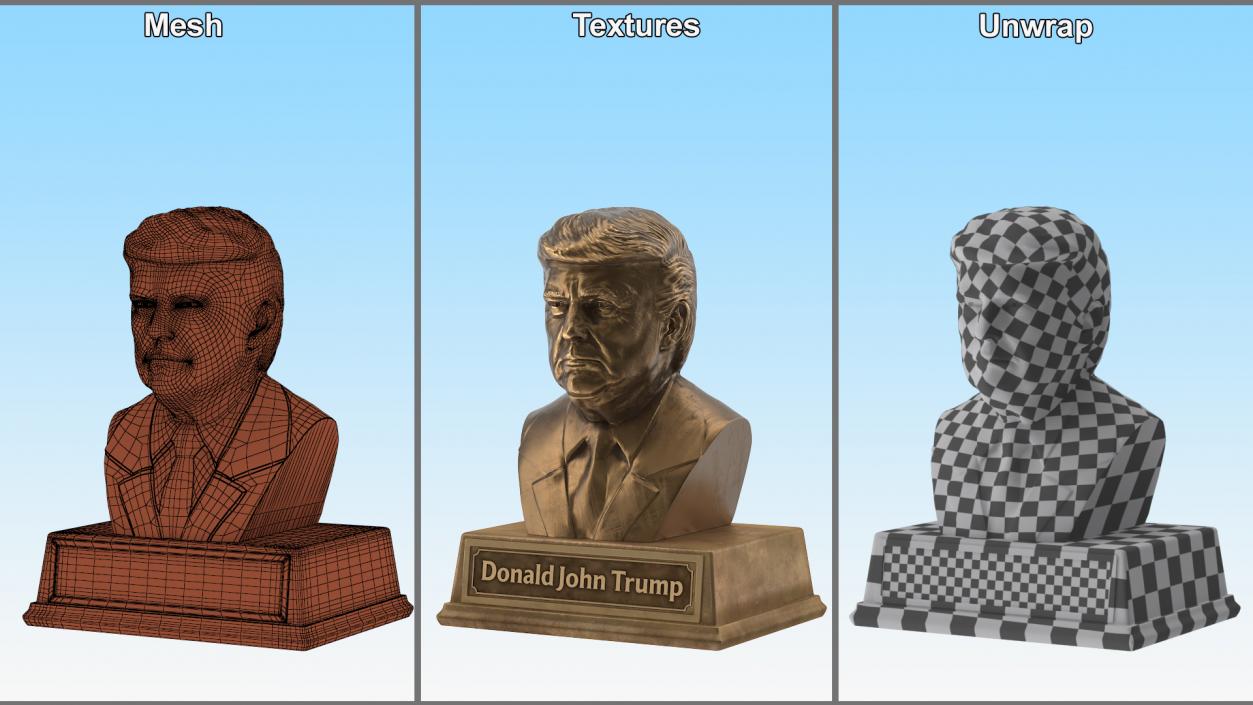 Bust of Donald Trump on Pedestal 3D