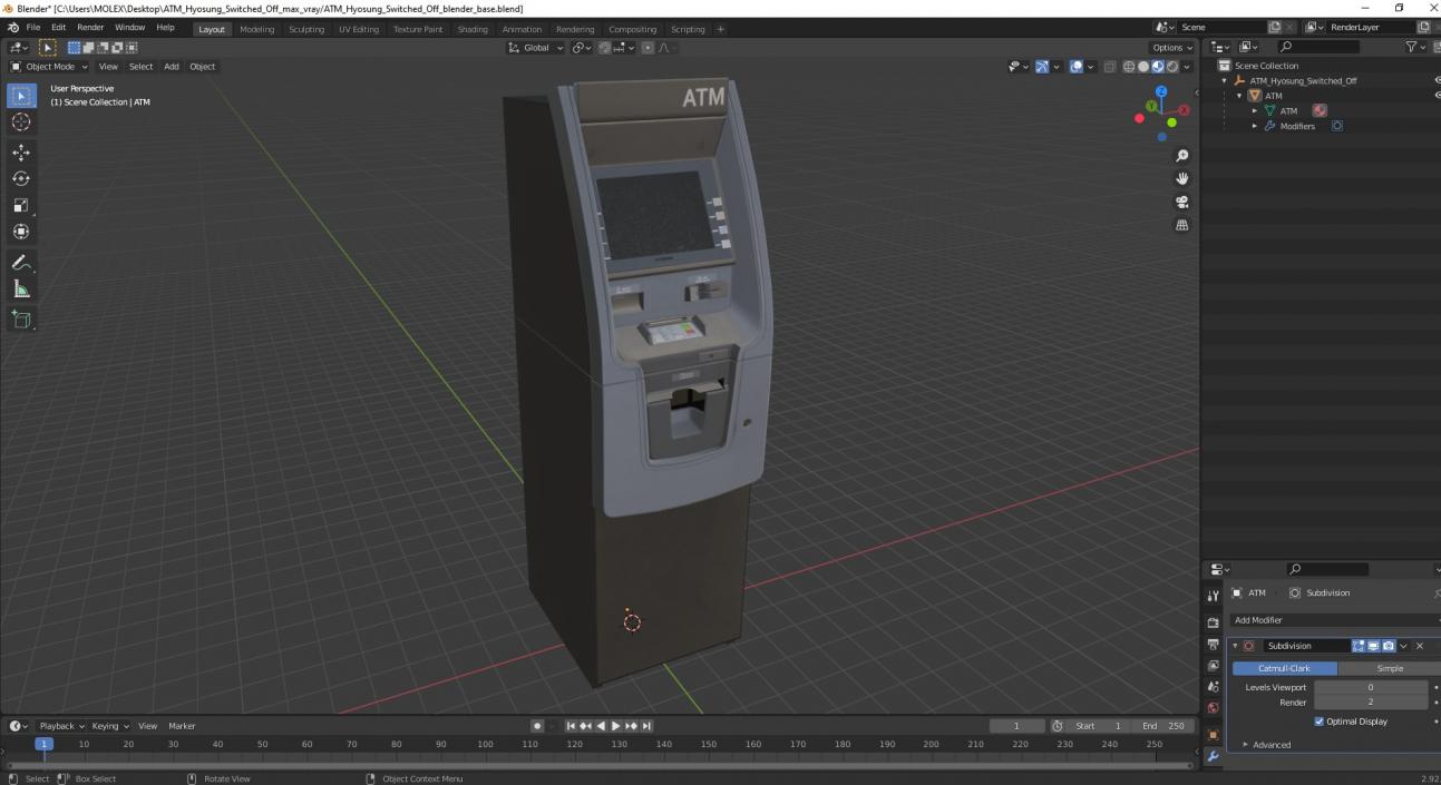 ATM Hyosung Switched Off 3D model