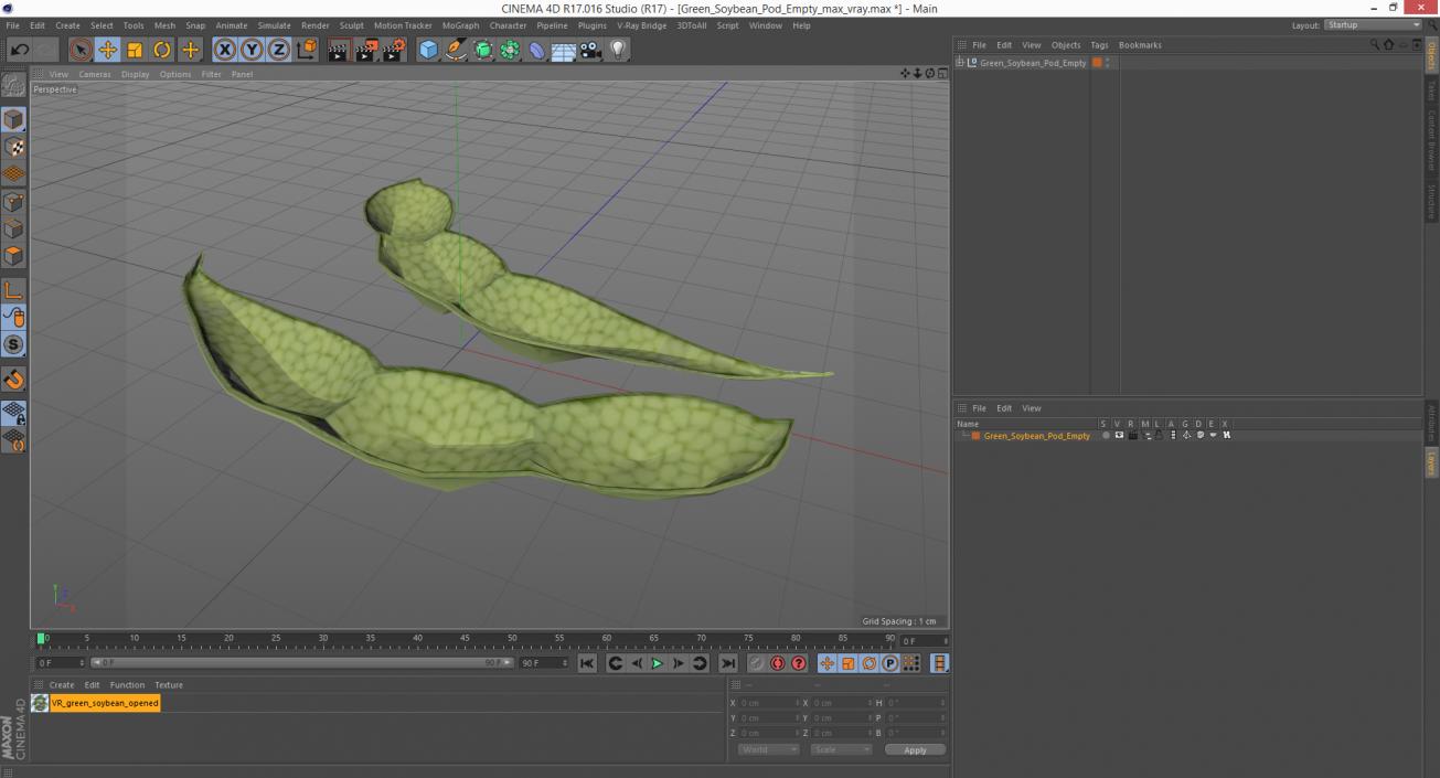 3D Green Soybean Pod Empty model