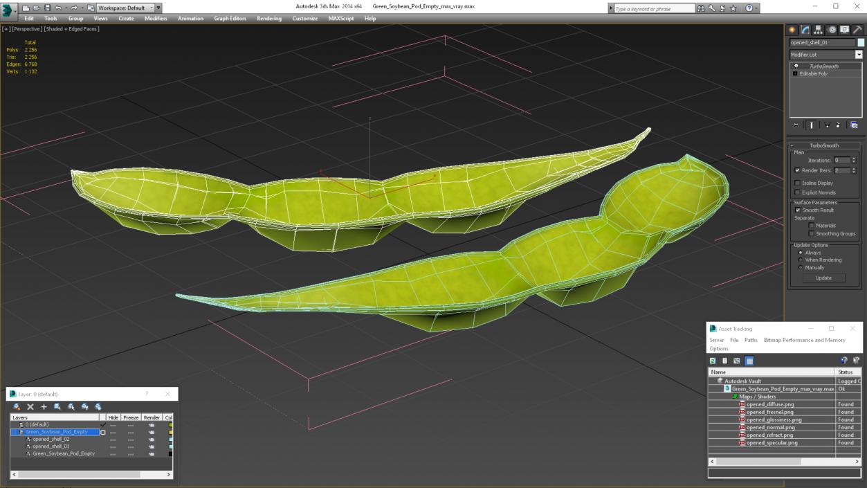 3D Green Soybean Pod Empty model