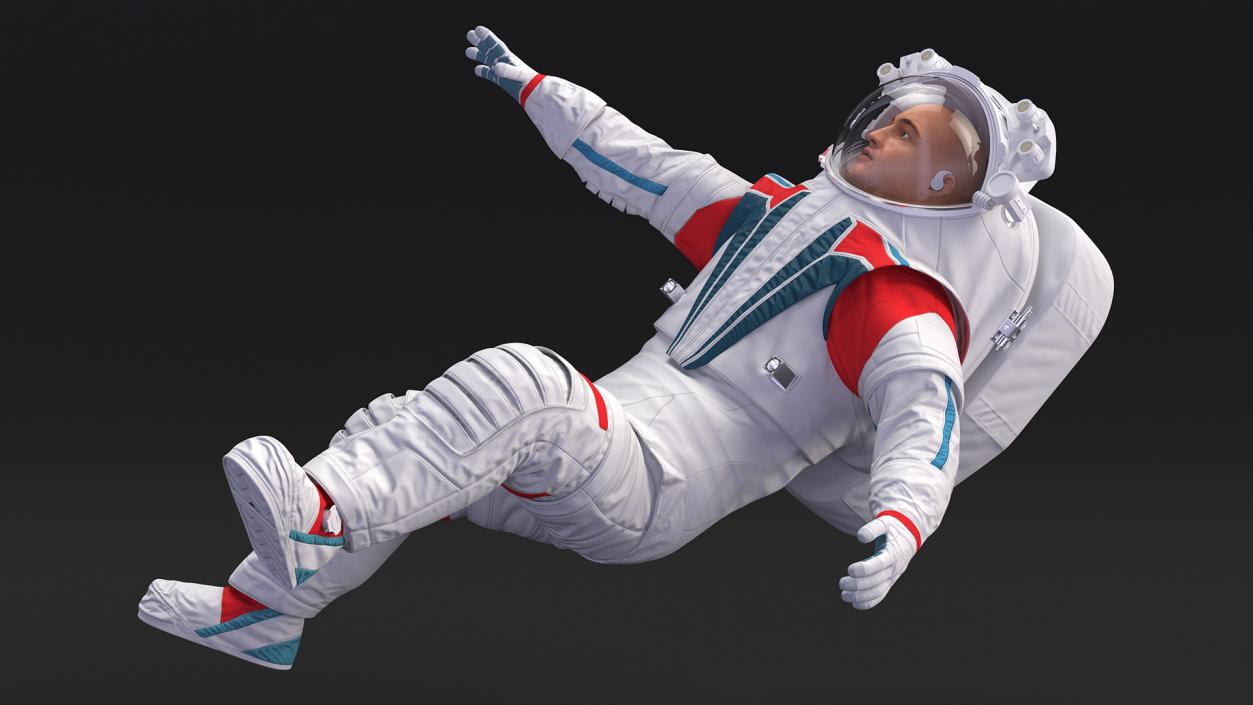 3D model Futuristic Spacesuit on Astronaut Falling Pose Fur