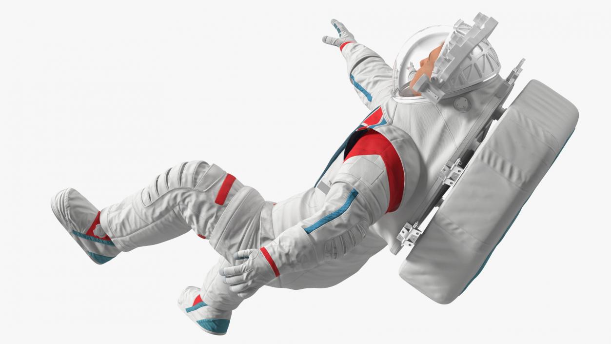 3D model Futuristic Spacesuit on Astronaut Falling Pose Fur