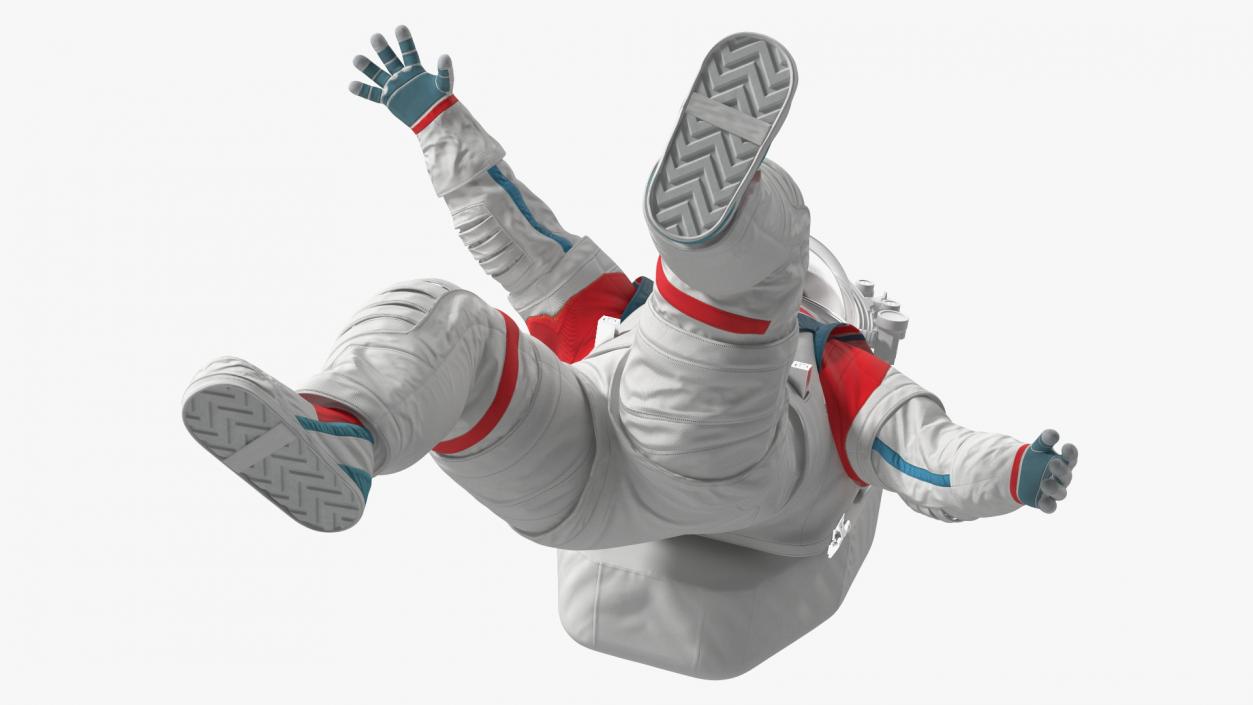 3D model Futuristic Spacesuit on Astronaut Falling Pose Fur